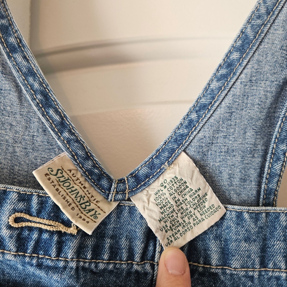 Vintage St John's Bay Denim Overalls Womens 20 Blue Medium Wash Dungarees 90s - Picture 4 of 5